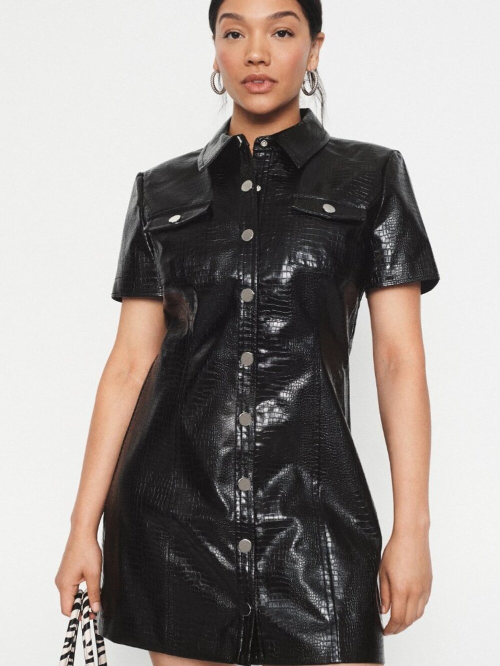 Toccin Short Sleeve Faux Leather Dress Size 6